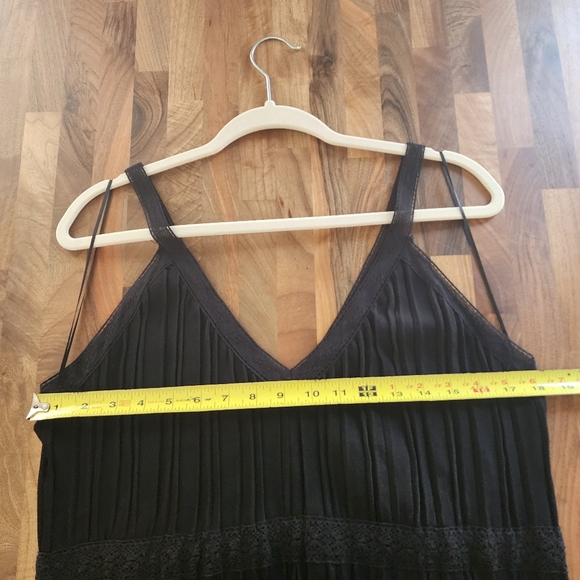 Zara‎ Black Lace Trim Tiered Pleated Knit Maxi Dress Size Medium NWT - Picture 9 of 13